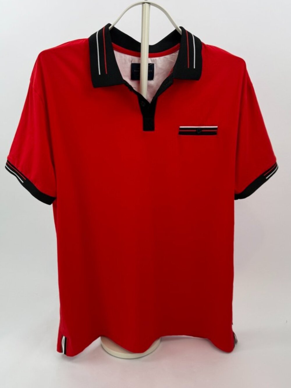Marc Asher Red Black Polo Shirt Men XL Short Sleeve NWT